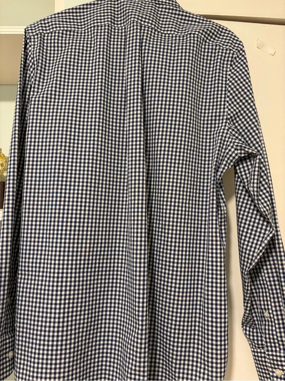 J. Crew Men’s Navy and White Gingham Button-Down Shirt